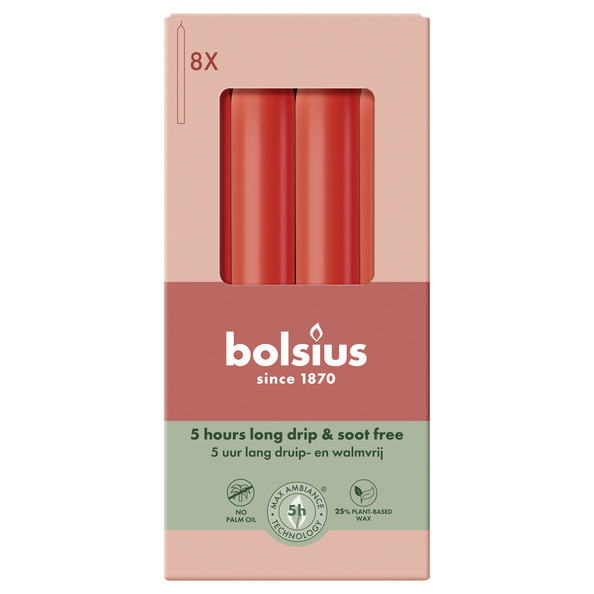 Bolsius Dinerkaarsen 170/20 doos 8 Delicate Red