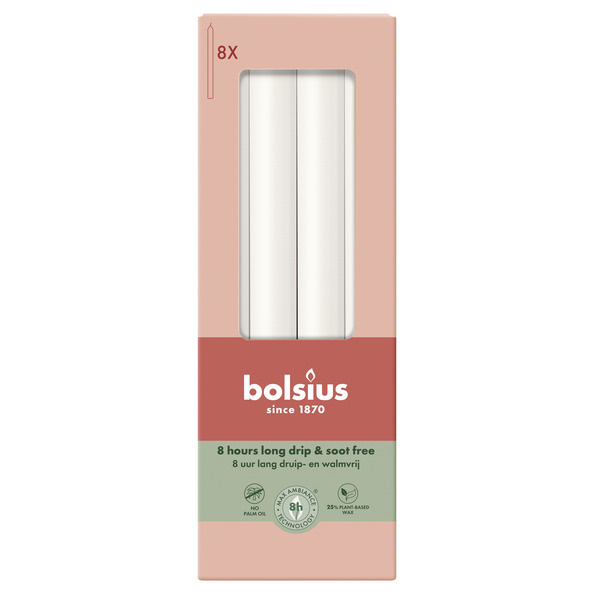 Bolsius Dinerkaarsen 230/20 doos 8 Cloudy White