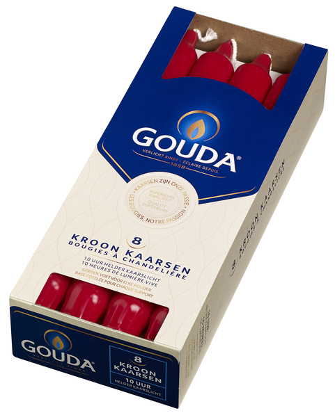 Bolsius Kroonkaarsen 240/24 doos 8 Ruby Red