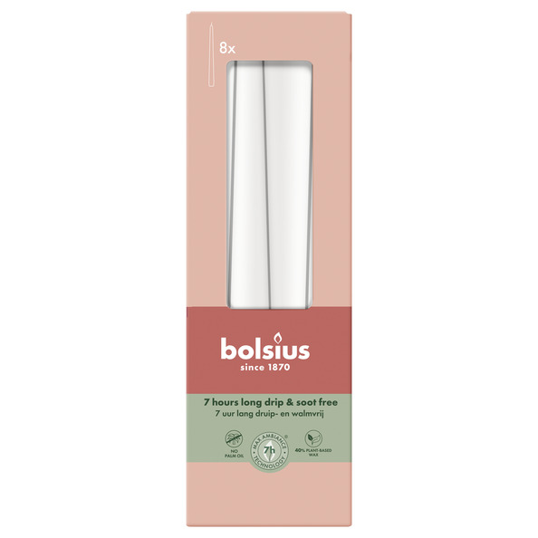 Bolsius Gotische kaarsen 245/24 doos 8 Cloudy White