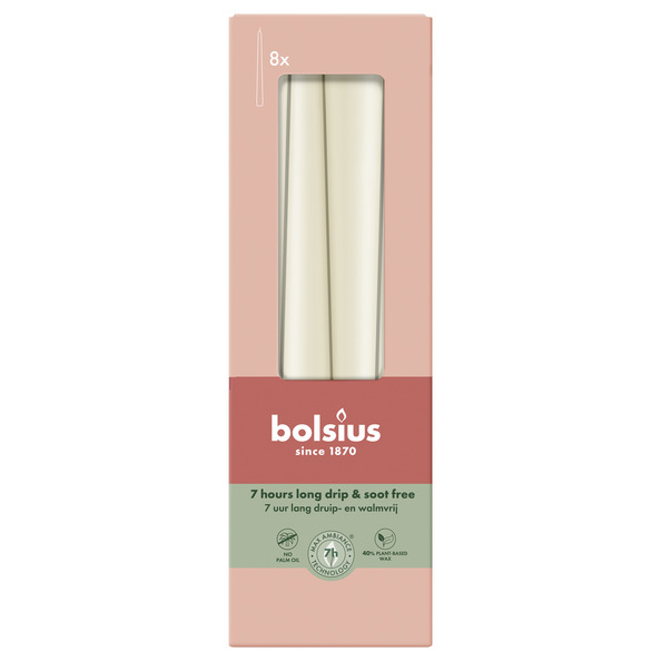 Bolsius Gotische kaarsen 245/24 doos 8 Soft Pearl