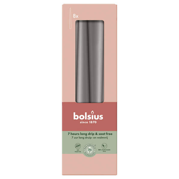 Bolsius Gotische kaarsen 245/24 doos 8 Stormy Grey