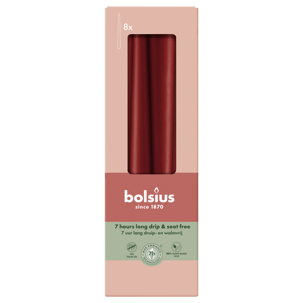 Bolsius Gotische kaarsen 245/24 doos 8 Velvet Red