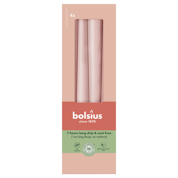 Bolsius Gotische kaarsen 245/24 doos 4 Misty Pink