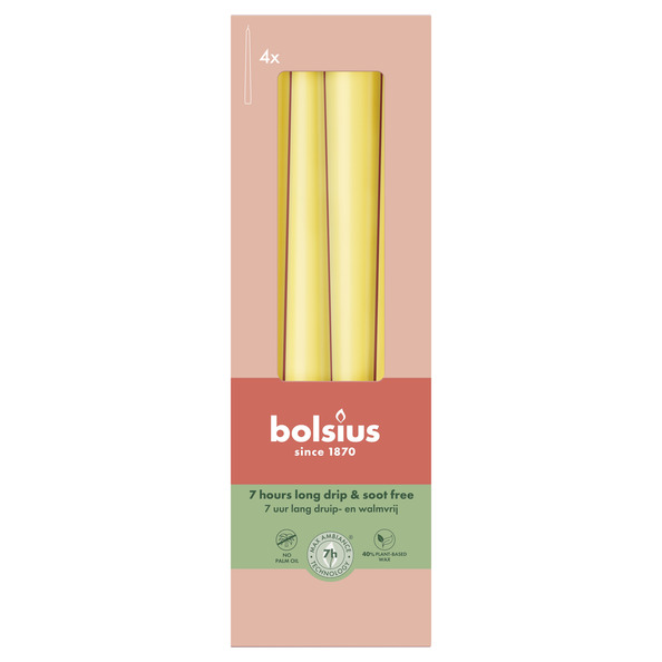 Bolsius Gotische kaarsen 245/24 doos 4 Sunny Yellow