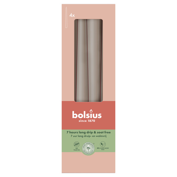 Bolsius Gotische kaarsen 245/24 doos 4 Light Taupe
