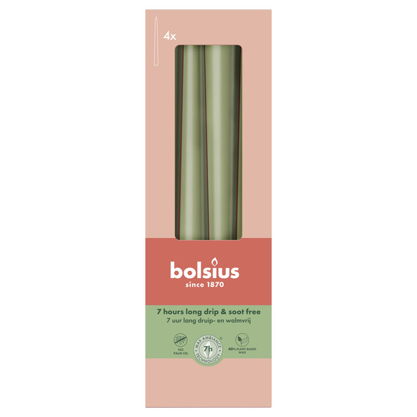 Bolsius Gotische kaarsen 245/24 doos 4 Fresh Olive
