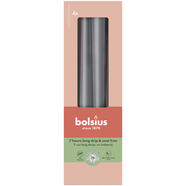 Bolsius Gotische kaarsen 245/24 doos 4 Stormy Grey