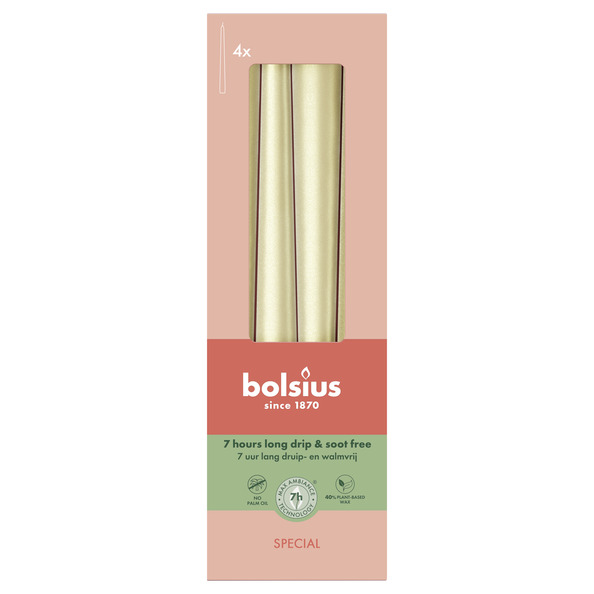 Bolsius Gotische kaarsen 245/24 doos 4 metallic White Silver