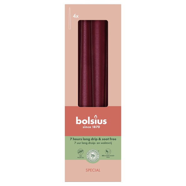 Bolsius Gotische kaarsen 245/24 doos 4 metallic Red