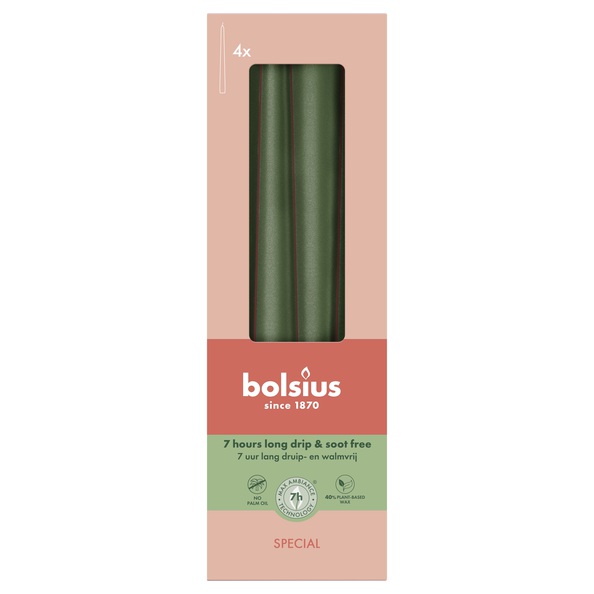 Bolsius Gotische kaarsen 245/24 doos 4 metallic Green