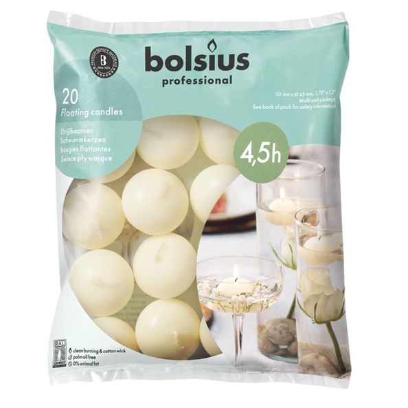 Bolsius Drijfkaarsen 30/45 ivoor 20 stuks