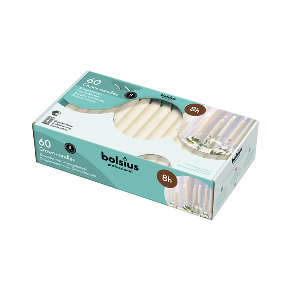 Bolsius professional kroonkaarsen ivoor 200/24mm 8 uur 60 stuks