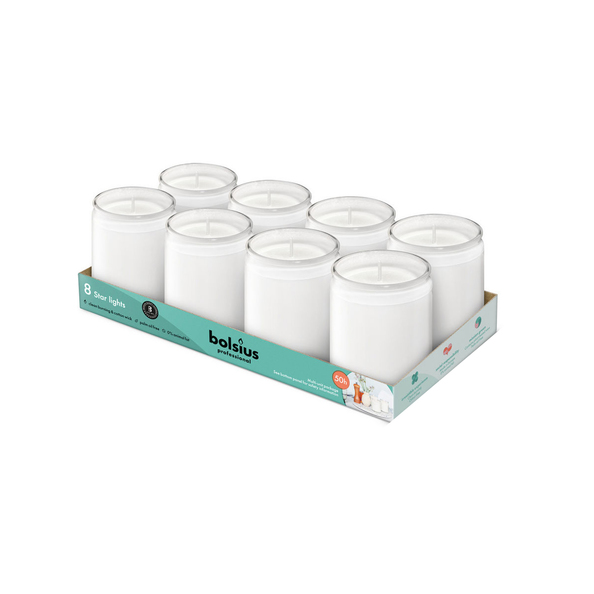 Bolsius prof star light glas wit a8