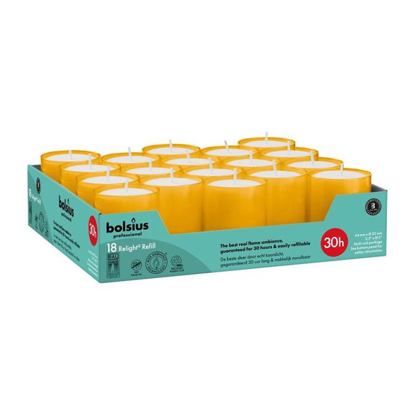 Bolsius relight navullingen 30 hrs amber 4x18stuks