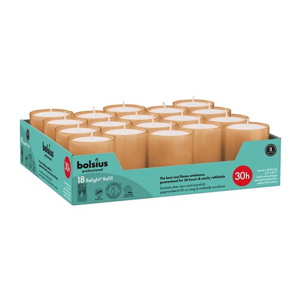 Bolsius relight navullingen 30 hrs zacht roze 4x18stuks