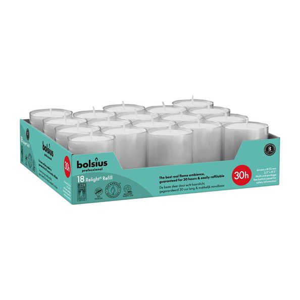 Bolsius relight navullingen 30 hrs grijs 4x18 stuks