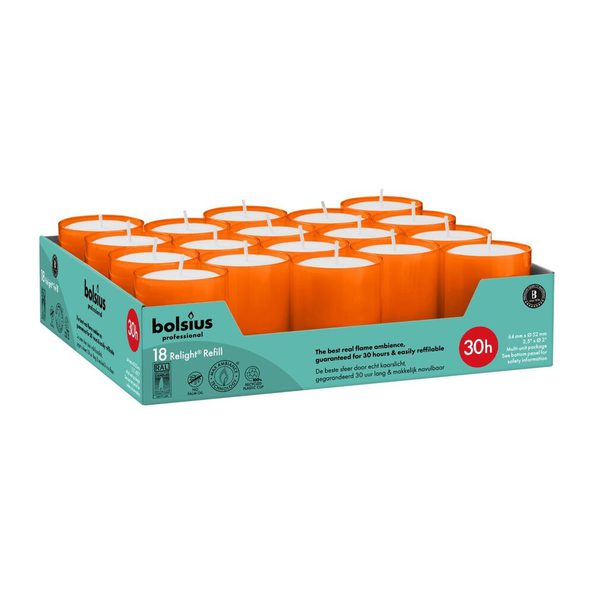 Bolsius relight navullingen 30 hrs oranje 4x18stuks