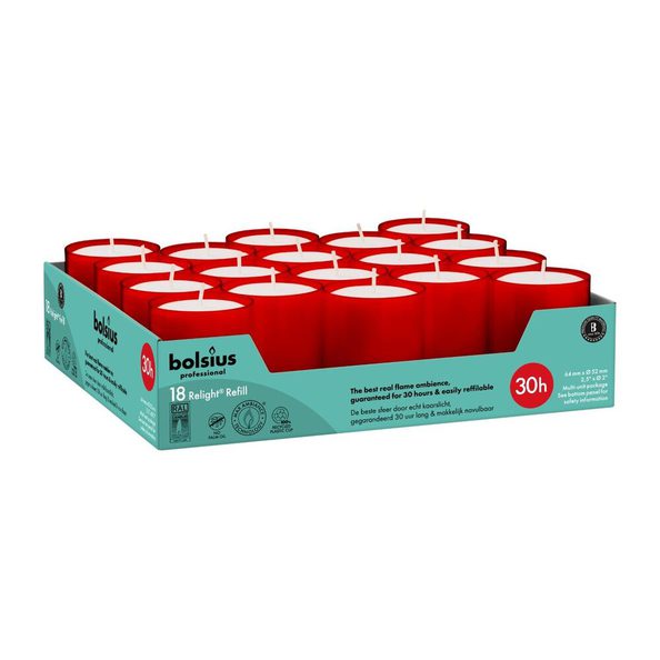 Bolsius relight navullingen 30 hrs rood 4x18stuks