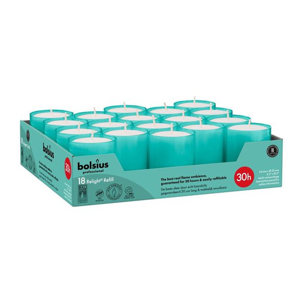 Bolsius relight navullingen 30 hrs aqua 4x18stuks