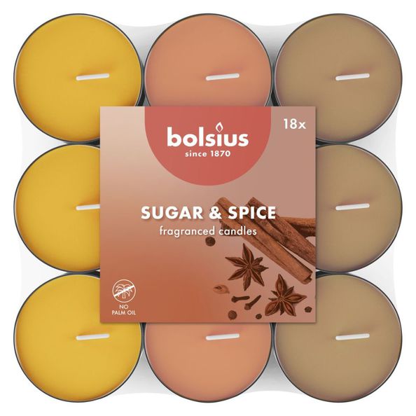 Bolsius geurlichten sugar & spice 18 stuks