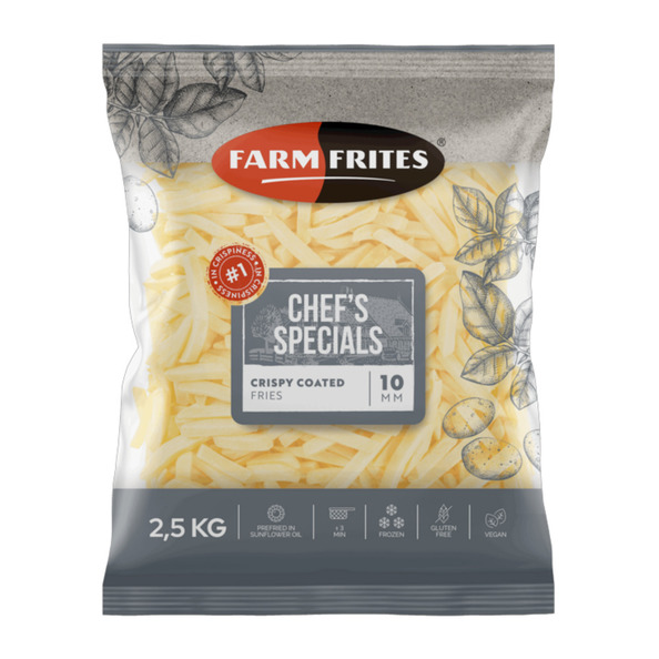 Farm frites chef's specials crispy coated 10mm zak 2.5 kg