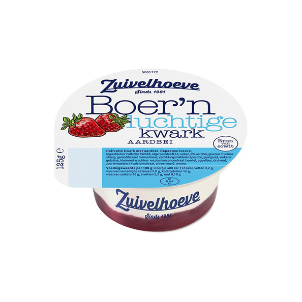 Zuivelhoeve kwark dessert aardbei bakje 150 ml