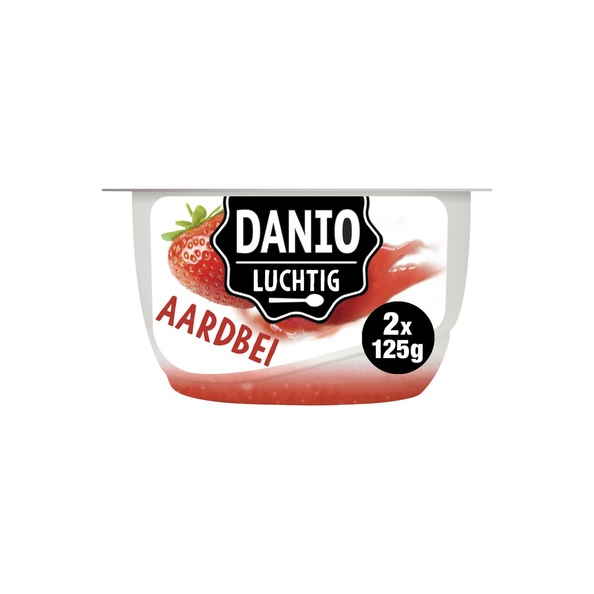 Danio luchtige kwark aardbei bakje 125 gr