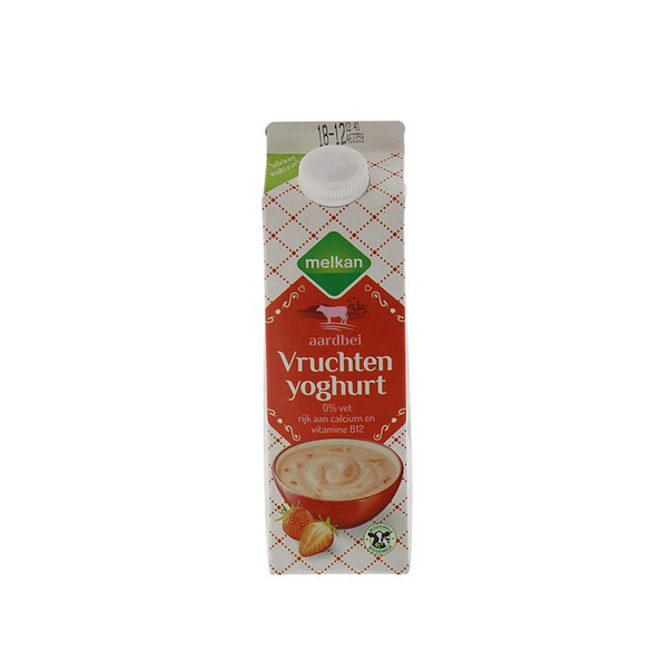 Melkan yoghurt aardbei pak 1 liter