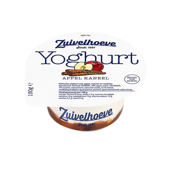 Zuivelhoeve appel-kaneel yoghurt bakje 150 gr