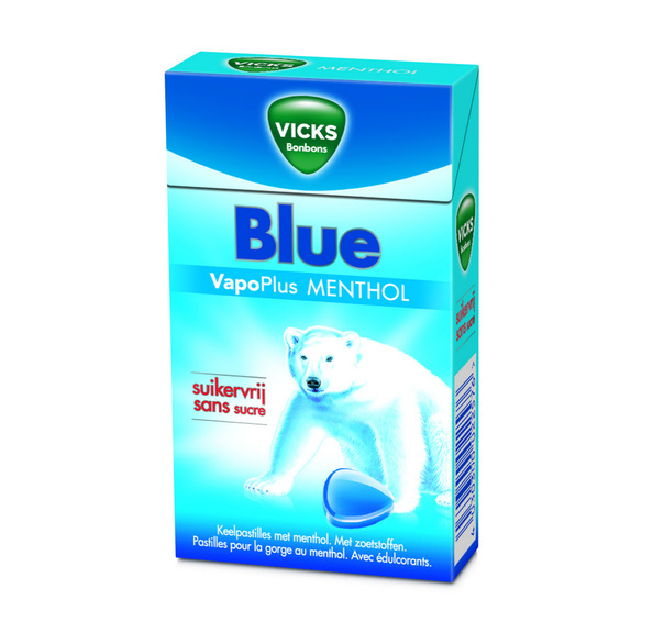 Vicks blue menthol suikervrij minibox 40 gr