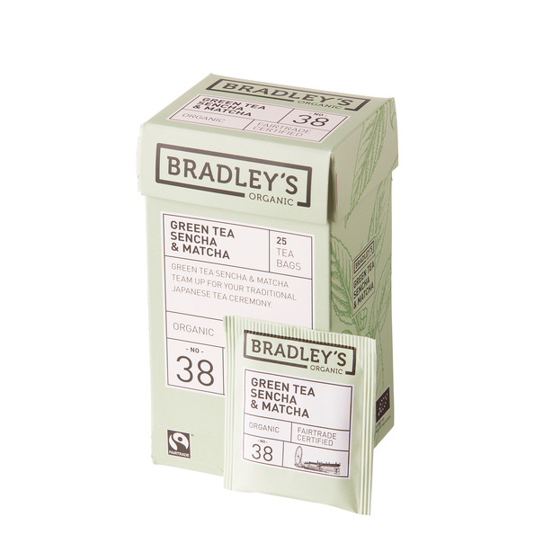 Bradley's organic green sencha & matcha 25 x 1.5 gram
