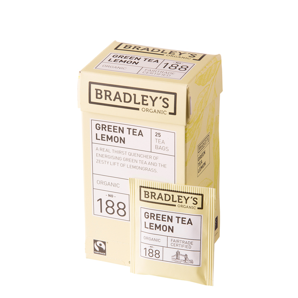 Bradley's organic green tea lemon 25 x 1.75 gram
