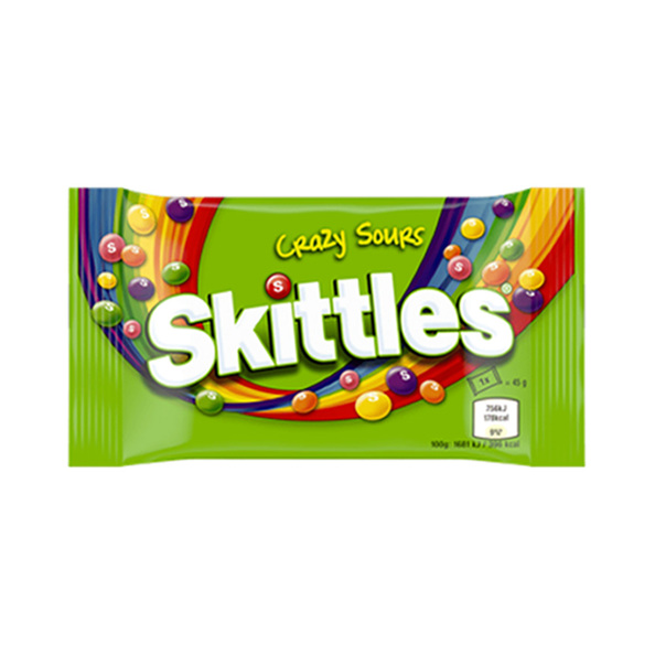 Skittles crazy sours zakje 45 gr