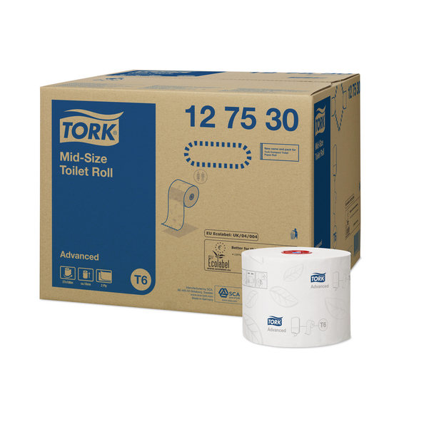 Tork mid-size toiletpapier 2-laags wit T6 advanced 127530