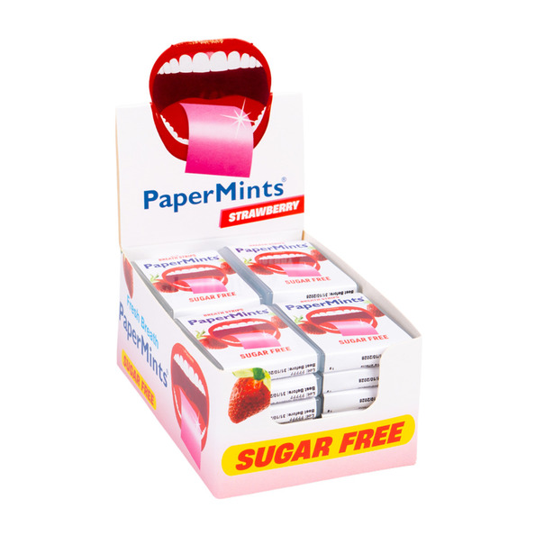 Papermints strips strawberry 24stuks