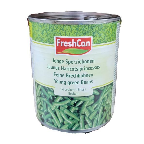 Freshcan sperziebonen gebroken blik 800 gr uitlek 455 gr