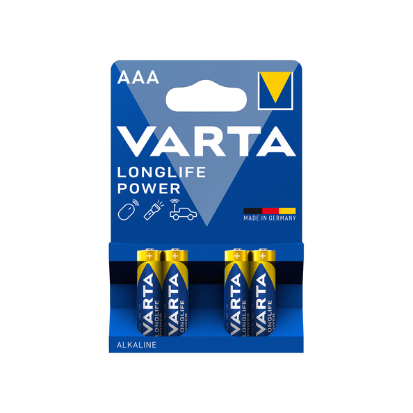 Varta Long Life AAA alkaline batterijen blister 4 stuks