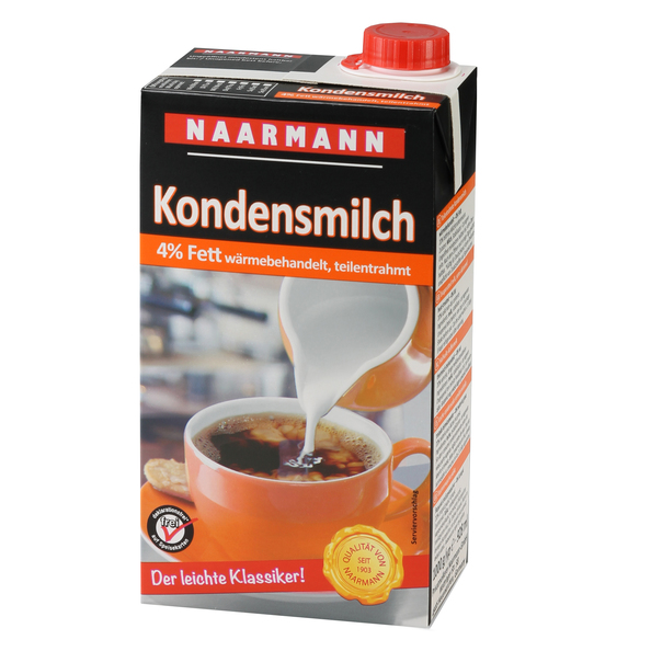 Naarmann halfvolle koffiemelk 4% pak met schroefdop 1 liter