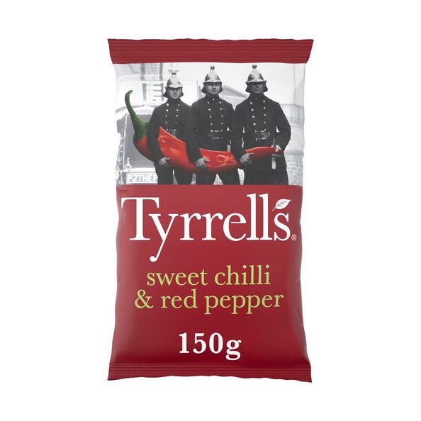 Tyrrells sweet chilli en rode peper chips 150 gr