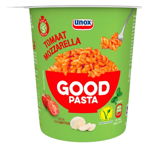 Unox good pasta tomaat-mozzerella cup 72 gr