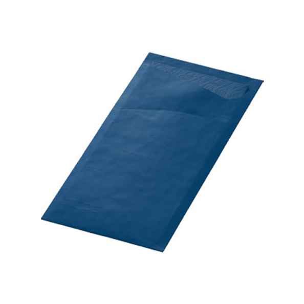 Duni sacchetto met servet 2 laags donkerblauw pak 100 stuks
