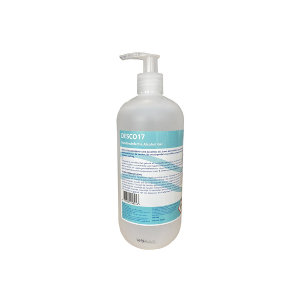 Desco17 handdesinfectie alcoholgel met pomp 500ml.