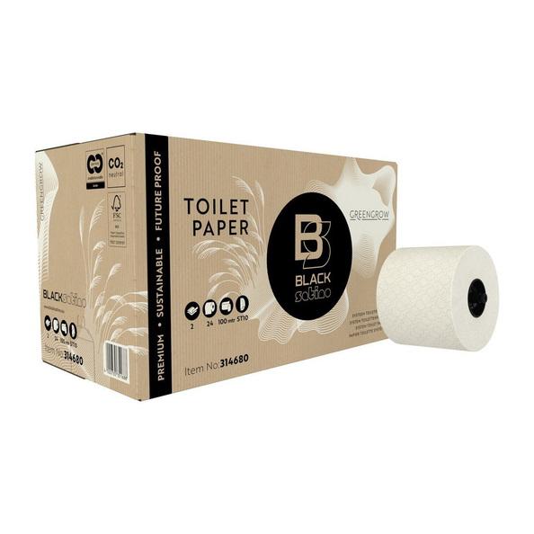 BlackSatino GreenGrow toiletpapier systeemrol 2-laags 24 x 100 meter