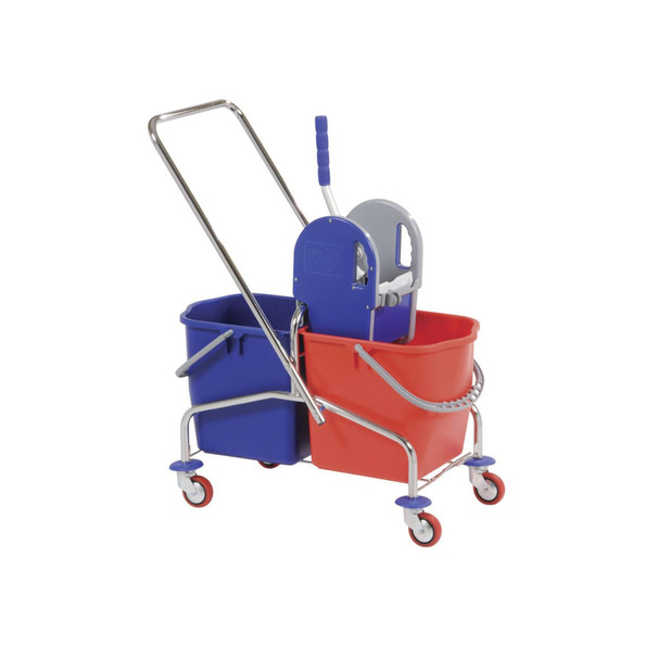 Mopwagen chroom 2 x 25 liter emmer incl. pers