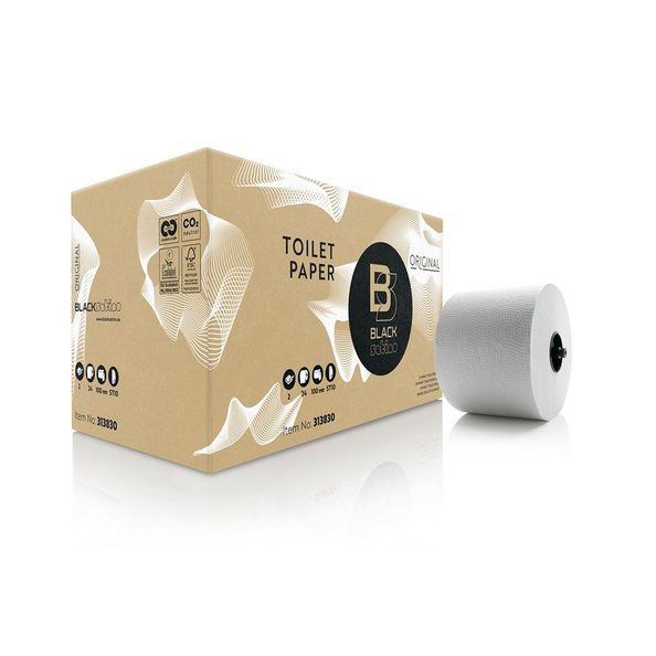 BlackSatino toiletpapier met dop wit  2 laags 100 meter