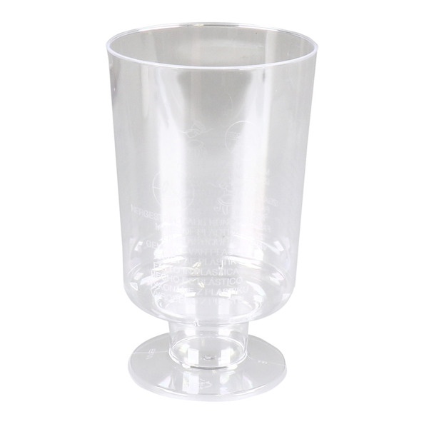 Plastic wijnglas op voet glashelder 150 ml