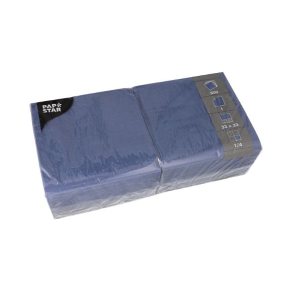 Servet blauw 1-laags 33 x 33 cm 1/4 vouw