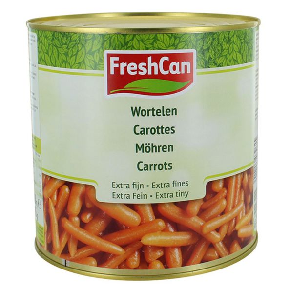 Freshcan wortelen extra fijn blik 2.5 kilo