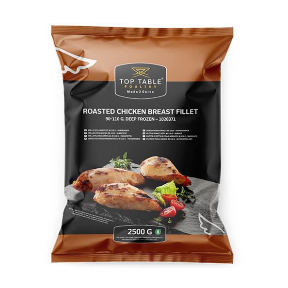 Toptable roasted chicken breast filet 90-110gr  zak 2.5 kg